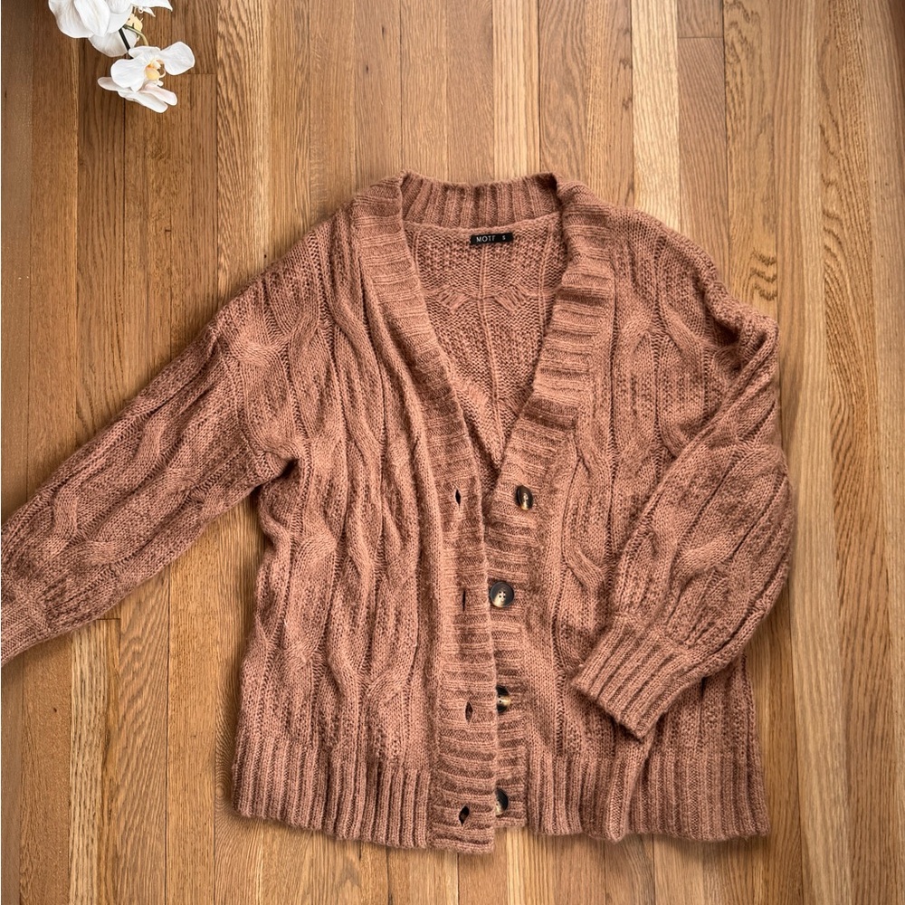 Women's Brown Cable Knit Sweater